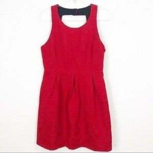 Anthropologie Moulinette Soeurs Red Brocade Fit & Flare Dress